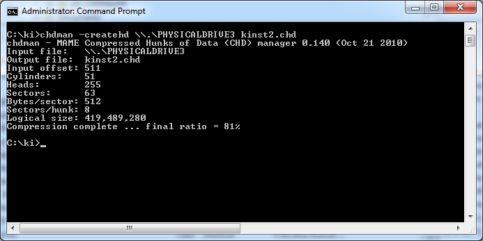 CHDMAN KI2 Drive Image Complete