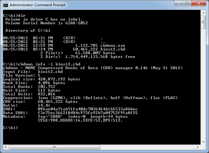 CHDMAN Info Output on KI2 Image File